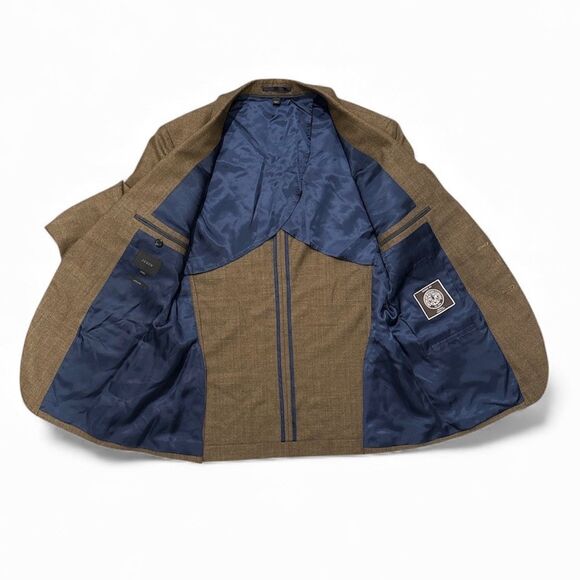 J.Crew Ludlow Slim Fit Blazer Coat 40S Brown American Wool Herringbone 2-Button - Picture 3 of 14